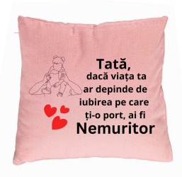 Perna Decorativa Model pentru Tata 1 40x40 cm Roz Husa Detasabila Burduf 