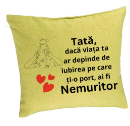 Perna Decorativa Model pentru Tata 1 40x40 cm Verde Husa Detasabila Burduf 