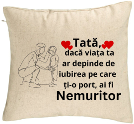 Perna Decorativa Model pentru Tata 3 40x40 cm Bej Husa Detasabila Burduf 