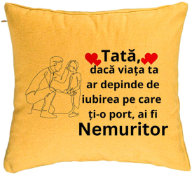 Perna Decorativa Model pentru Tata 3 40x40 cm Galben Husa Detasabila Burduf 