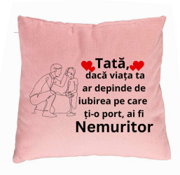Perna Decorativa Model pentru Tata 3 40x40 cm Roz Husa Detasabila Burduf 
