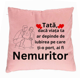 Perna Decorativa Model pentru Tata 4 40x40 cm Roz Husa Detasabila Burduf 