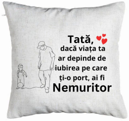 Perna Decorativa Model pentru Tata 5 40x40 cm Alb Murdar Husa Detasabila Burduf 