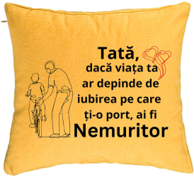 Perna Decorativa Model pentru Tata 9 40x40 cm Galben Husa Detasabila Burduf 