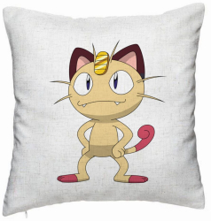 Perna Decorativa Model Pisica Pokemon 40x40 cm Alb Murdar Husa Detasabila Burduf 
