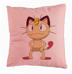 Perna Decorativa Model Pisica Pokemon 40x40 cm Roz Husa Detasabila Burduf 