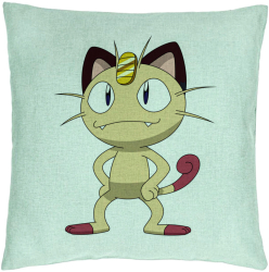 Perna Decorativa Model Pisica Pokemon 40x40 cm Verde Menta Husa Detasabila Burduf 