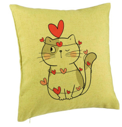 Perna Decorativa Model Pisicuta 40x40 cm Verde Husa Detasabila Burduf 