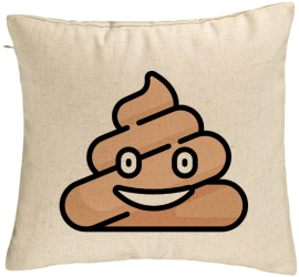 Perna Decorativa Model Poo Emoji 40x40 cm Bej Husa Detasabila Burduf 