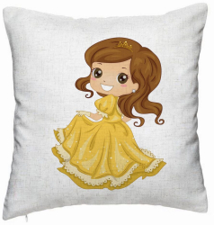 Perna Decorativa Model Printesa cu Coroana 40x40 cm Alb Murdar Husa Detasabila Burduf 