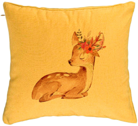 Perna Decorativa Model Pui de Caprioara 40x40 cm Galben Husa Detasabila Burduf 