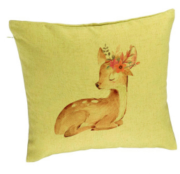 Perna Decorativa Model Pui de Caprioara 40x40 cm Verde Husa Detasabila Burduf 