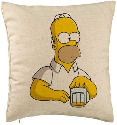 Perna Decorativa Model Simpsons Homer 40x40 cm Bej Husa Detasabila Burduf 