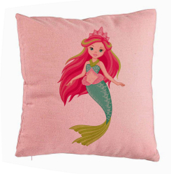 Perna Decorativa Model Sirena Verde 40x40 cm Roz Husa Detasabila Burduf 