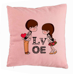 Perna Decorativa Model Super Love 40x40 cm Roz Husa Detasabila Burduf 