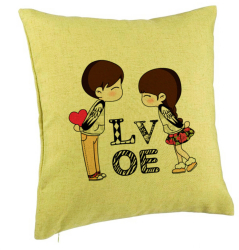 Perna Decorativa Model Super Love 40x40 cm Verde Husa Detasabila Burduf 