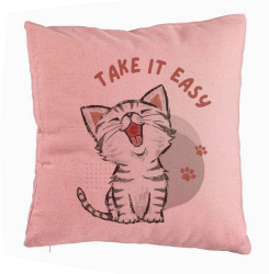 Perna Decorativa Model Take it Easy 40x40 cm Roz Husa Detasabila Burduf 