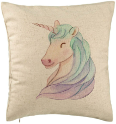 Perna Decorativa Model Unicorns 40x40 cm Bej Husa Detasabila Burduf 