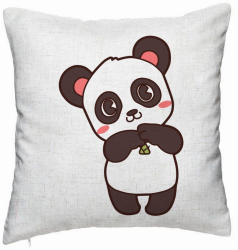 Perna Decorativa Model Urs Panda 40x40 cm Alb Murdar Husa Detasabila Burduf 