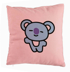 Perna Decorativa Model Ursulet Koala 40x40 cm Roz Husa Detasabila Burduf 