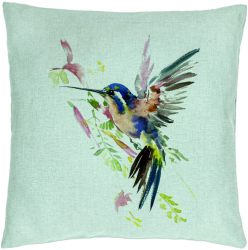 Perna Decorativa Model Watercolor Birds 40x40 cm Verde Menta Husa Detasabila Burduf 
