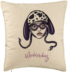 Perna Decorativa Model Wednesday Addams 1 40x40 cm Bej Husa Detasabila Burduf 