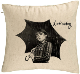 Perna Decorativa Model Wednesday Addams 3 40x40 cm Bej Husa Detasabila Burduf 