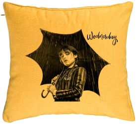 Perna Decorativa Model Wednesday Addams 3 40x40 cm Galben Husa Detasabila Burduf 