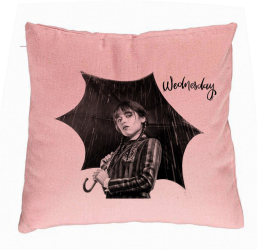 Perna Decorativa Model Wednesday Addams 3 40x40 cm Roz Husa Detasabila Burduf 