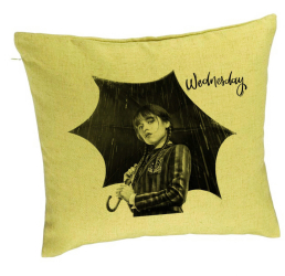 Perna Decorativa Model Wednesday Addams 3 40x40 cm Verde Husa Detasabila Burduf 