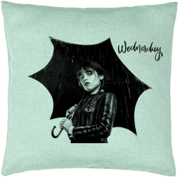 Perna Decorativa Model Wednesday Addams 3 40x40 cm Verde Menta Husa Detasabila Burduf 