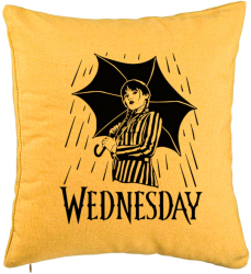 Perna Decorativa Model Wednesday Addams 5 40x40 cm Galben Husa Detasabila Burduf