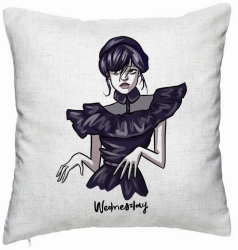 Perna Decorativa Model Wednesday Addams Dancing Hands 1 40x40 cm Alb Murdar Husa Detasabila Burduf 