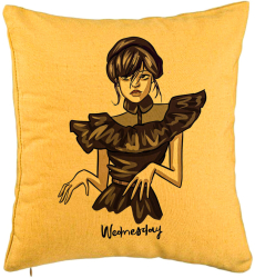 Perna Decorativa Model Wednesday Addams Dancing Hands 1 40x40 cm Galben Husa Detasabila Burduf 