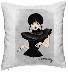 Perna Decorativa Model Wednesday Addams Dancing Hands 3 40x40 cm Alb Murdar Husa Detasabila Burduf 