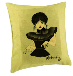 Perna Decorativa Model Wednesday Addams Dancing Hands 3 40x40 cm Verde Husa Detasabila Burduf 