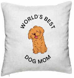 Perna Decorativa Model Worlds Best Dog Mom 40x40 cm Alb Murdar Husa Detasabila Burduf 