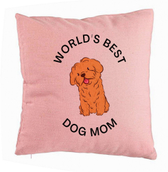 Perna Decorativa Model Worlds Best Dog Mom 40x40 cm Roz Husa Detasabila Burduf 