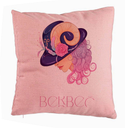 Perna Decorativa Model Zodia Berbec 40x40 cm Roz Husa Detasabila Burduf 