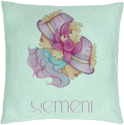 Perna Decorativa Model Zodia Gemeni 40x40 cm Verde Menta Husa Detasabila Burduf 