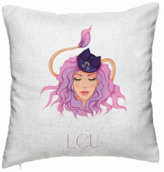 Perna Decorativa Model Zodia Leu 40x40 cm Alb Murdar Husa Detasabila Burduf 