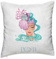 Perna Decorativa Model Zodia Pesti 40x40 cm Alb Murdar Husa Detasabila Burduf 