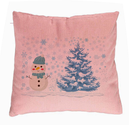 Perna Decorativa Om de Zapada si Brad 40x40 cm Roz Husa Detasabila Burduf 