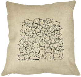 Perna Decorativa Patrata Cat Life 40x40 cm Husa Detasabila Burduf 