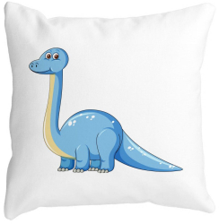 Perna Decorativa Patrata copii Blue Dinozaur 40x40 cm Alba Mata Husa Detasabila Burduf 
