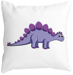 Perna Decorativa Patrata copii Dinozaur Mov 40x40 cm Alba Mata Husa Detasabila Burduf 