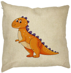 Perna Decorativa Patrata copii Dinozaur Portocaliu 40x40 cm Husa Detasabila Burduf 