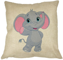 Perna Decorativa Patrata copii Elefant 40x40 cm Husa Detasabila Burduf 