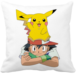 Perna Decorativa Patrata copii Pikachu Pokemon 40x40 cm Alba Mata Husa Detasabila Burduf 