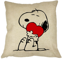Perna Decorativa Patrata Doggo Love 40x40 cm Husa Detasabila Burduf 
